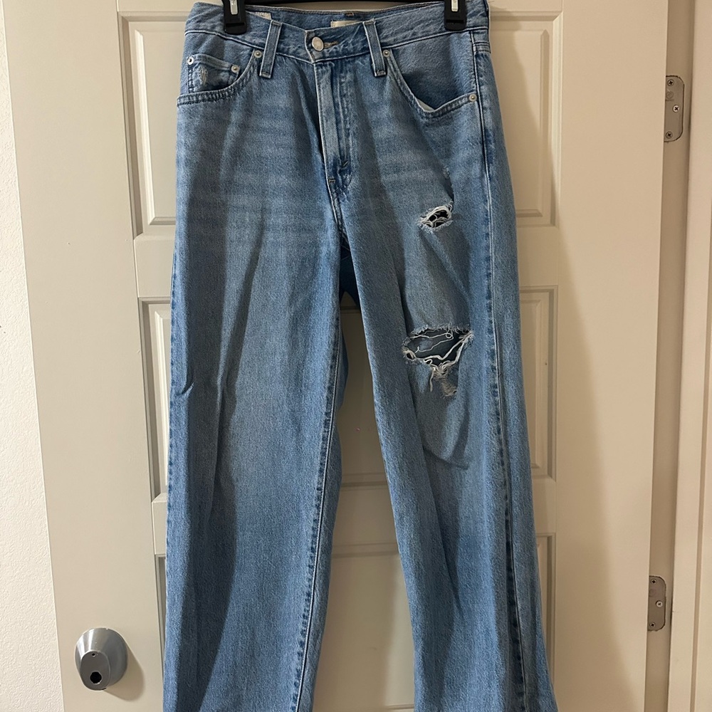 Levi's Blue Straight Leg Jeans Distressed Style